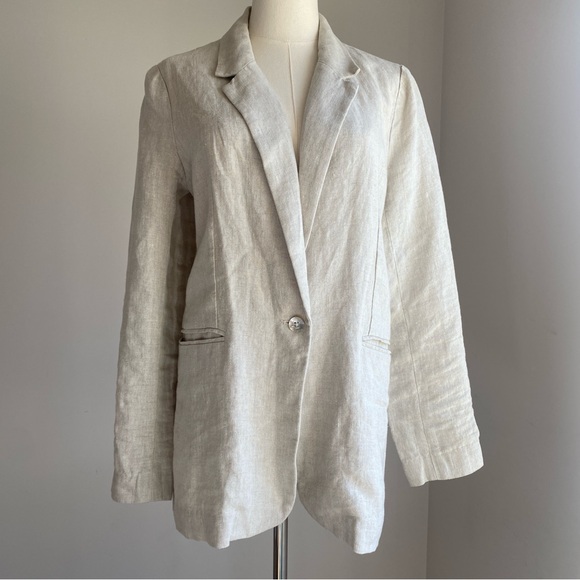 FAHERTY 100% Linen Blazer Jacket Conrad in Natural Flax Size Small (S) - Picture 3 of 15